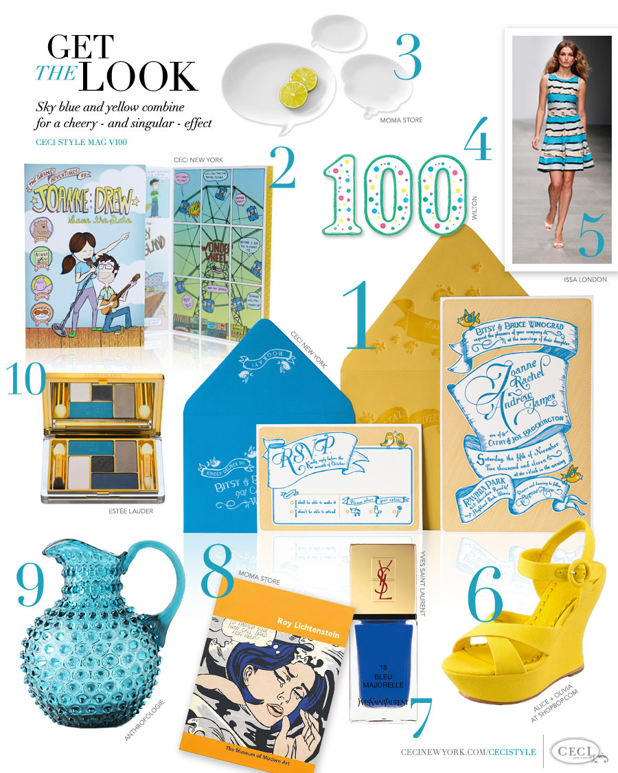 CeciStyle Magazine v100: Get The Look - Our 100th Issue! - Sky blue and yellow combine for a cheery – and singular – effect