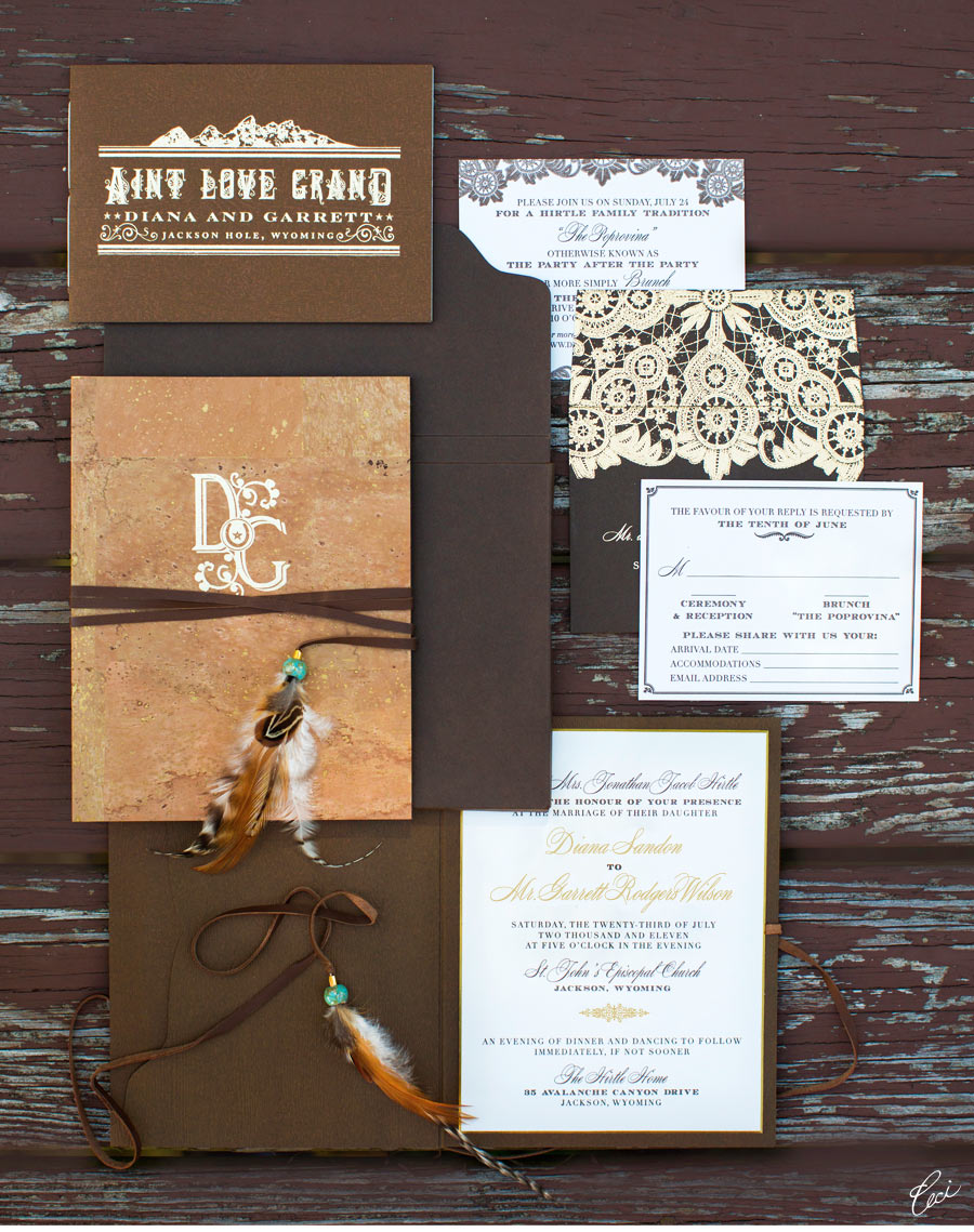 Luxury Wedding Invitations by Ceci New York - Our Muse - Chic Rustic Wedding - Be inspired by Diana & Garrett's chic rustic wedding - letterpress printing, foil printing, die cutting, digital printing