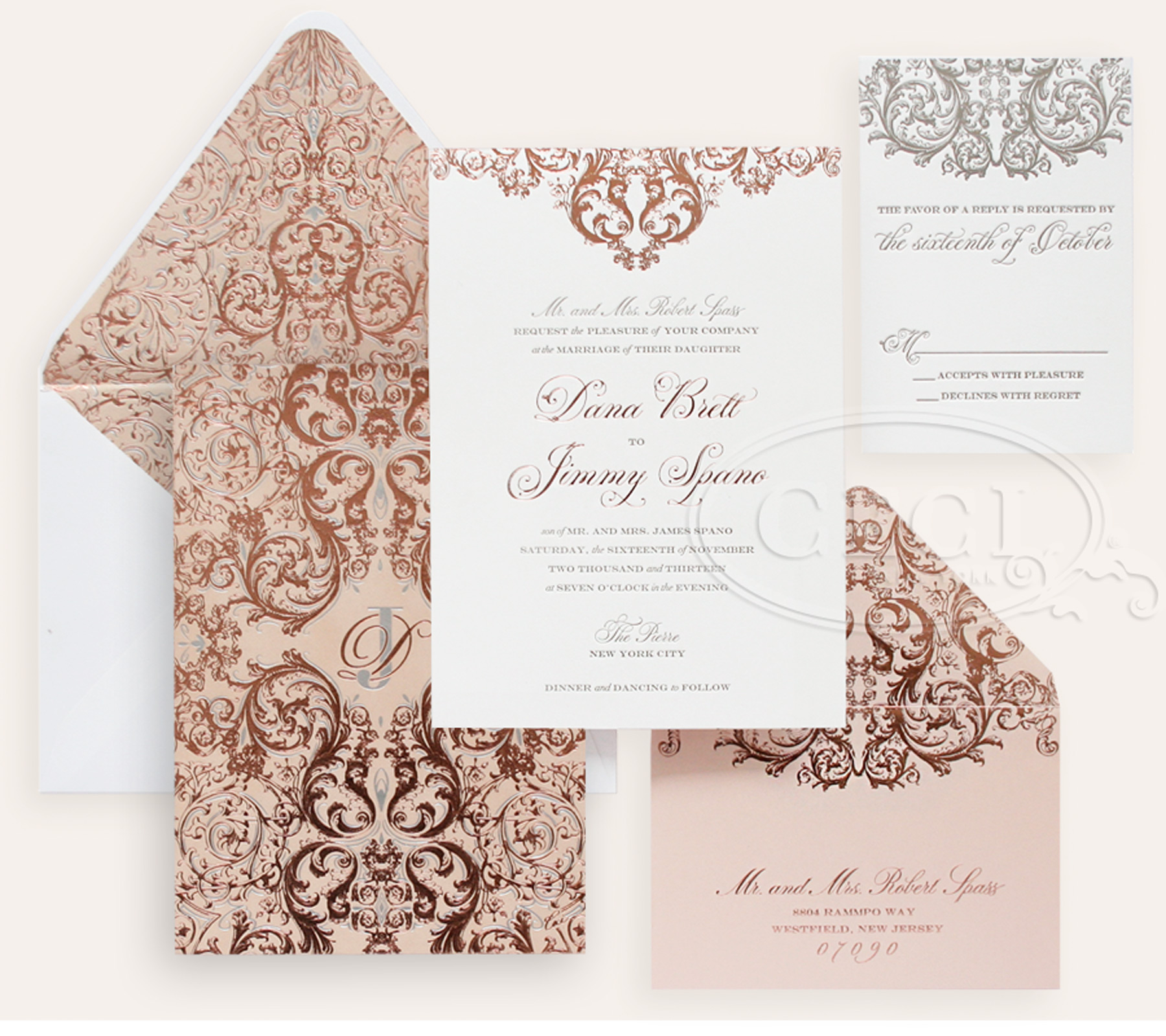 Ivory rose wedding invitations