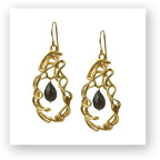 18K Fine Gold Beaded Isabella Earrings with Black Spinel