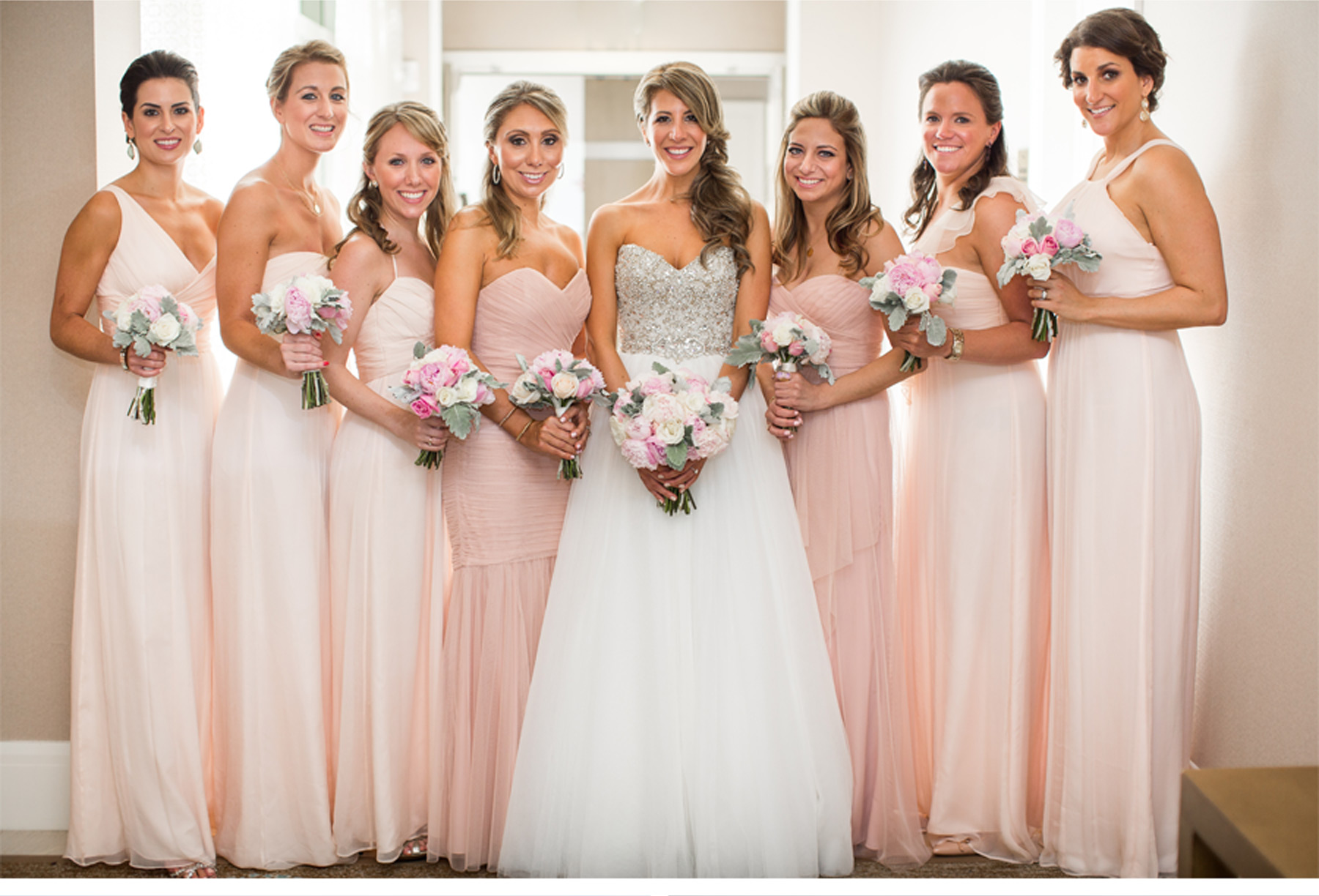 blush rose gold bridesmaid dresses