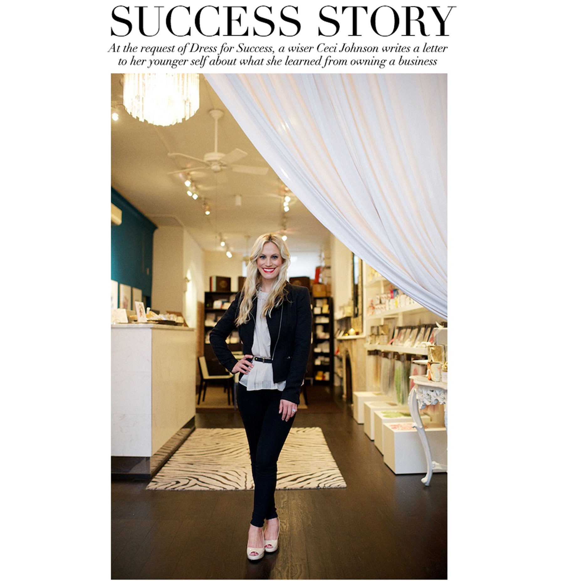 Success Story - At the request of Dress for Success, a wiser Ceci Johnson writes a letter to her younger self about the lessons learned from owning a business