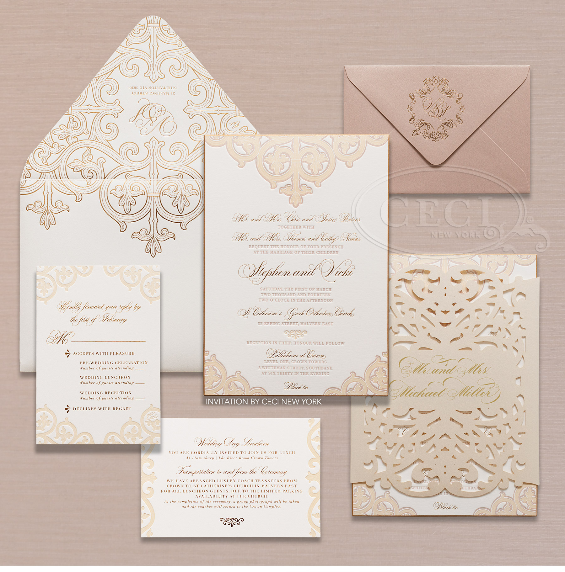 V238 Our Muse Fashion Inspired Wedding In Melbourne Australia Luxury Wedding Invitations By Ceci New York Our Muse Fashion Inspired In