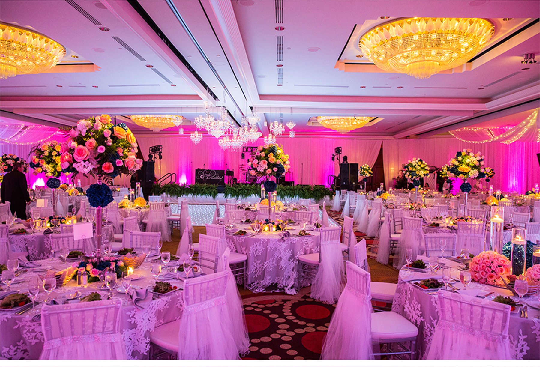 Our Muse - Sunny, Tropical Wedding in Florida - Be inspired by Sally & Javier's vibrant, tropical wedding in Florida - tropical wedding, wedding inspiration, colorful, florida wedding, ceci new york, escort cards, table signs, watercolor, colorful, palm trees, flowers, centerpieces, cake, pink, purple, bride, groom, custom
