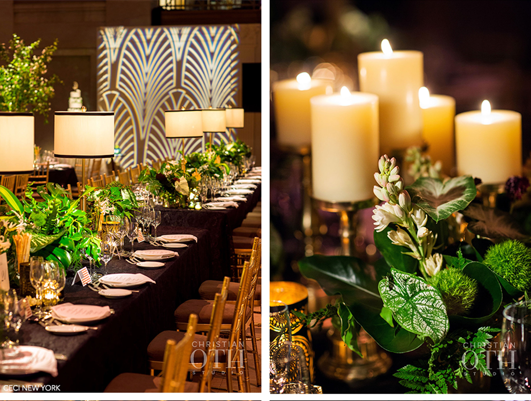 Our Muse - Elegant Wedding in Wall Street: Alexandra and Ryan, Part 5 - Be inspired by Alexandra and Ryan's elegant wedding in Wall Street, New York. - reception, wedding, ceci new york, inspiration, ceci johnson, celebration, bride, groom, event, luxury wedding invitations, couture, custom wedding invitations, ceci new york, christian oth, moho creative, jz events, jennifer zabinski, lewis miller design, wonder wedding cakes, element music, carnegie hall band, anne demarco cosmetics, pnina tornai, kleinfelds, jimmy choo, rk bridal, zwikker and zacher