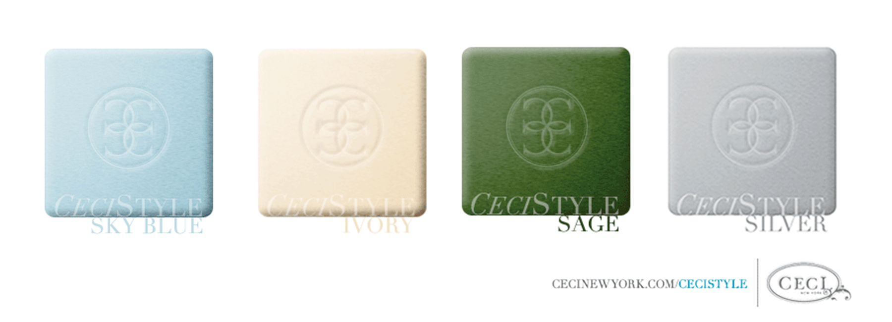 Ceci's Color Stories - Sky Blue & Sage Wedding Color Swatches - color swatches, sky blue, ivory, sage, silver, ceci new york, ceci style, ceci johnson, color stories, inspiration