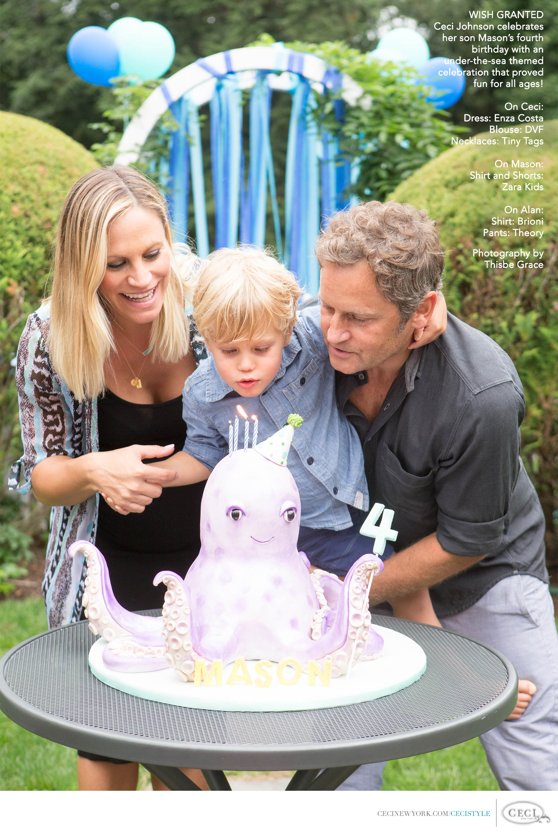 Ceci Johnson of Ceci New York - WISH GRANTED Ceci Johnson celebrates her son Mason’s fourth birthday with an under-the-sea themed celebration that proved fun for all ages!