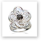 FLORAL COCKTAIL RING IN ORCHID WITH SWAROVSKI CRYSTALS & STERLING SILVER