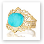 Rococo Estate Turquoise 18K Gold Bracelet