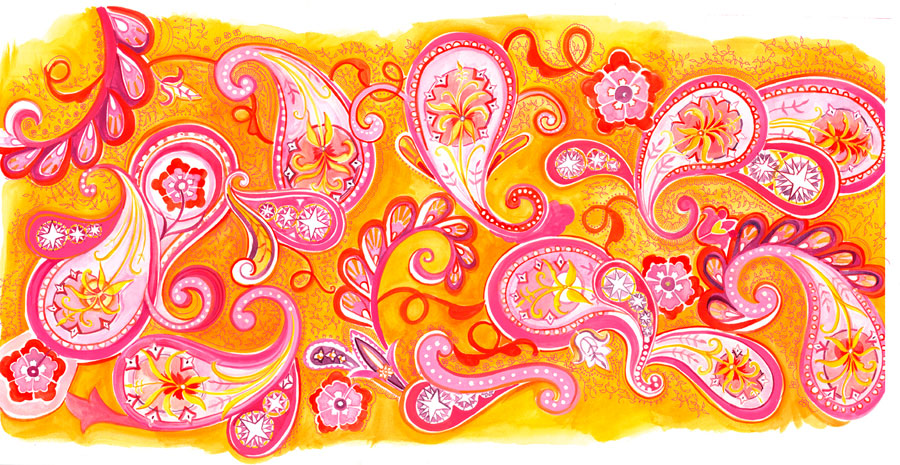 The Making of a Ceci Couture Painting: Step 3. - Painting with watercolor