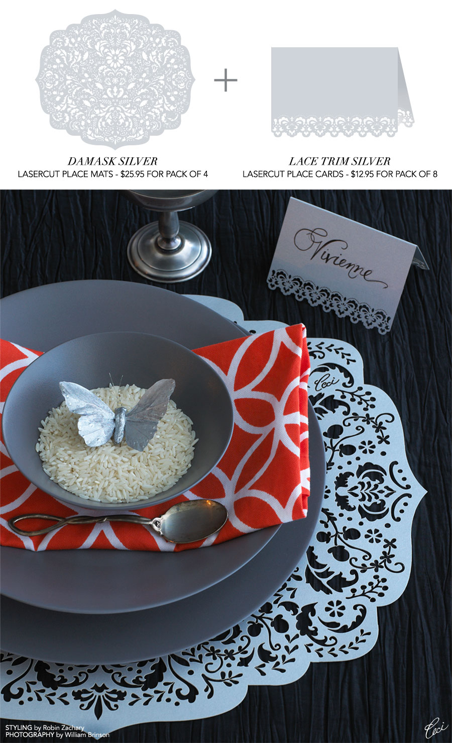 Damask Table Setting by Robin Zachary