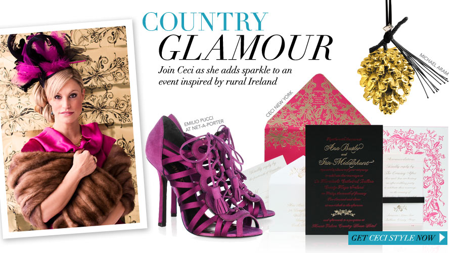 Country Glamour - Join Ceci as she adds sparkle to an event inspired by rural Ireland