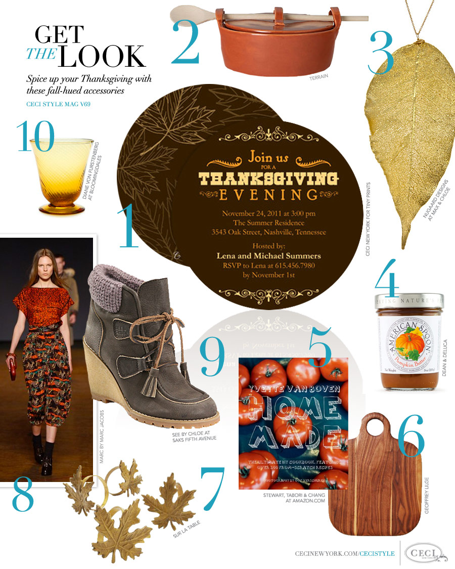 CeciStyle Magazine v69: Get The Look - New Thanksgiving Traditions - Spice up your Thanksgiving with these fall-themed accessories