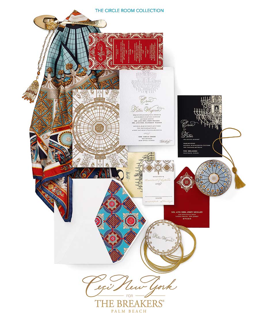 Luxury Wedding Invitations by Ceci New York - Our Muse - Circle Room - Wedding Invitations - Be inspired by the Ceci New York for The Breakers Collection - ceci new york, digital printing, foil stamping, hand calligraphy, invitations, letterpress printing, offset printing, the breakers, wedding