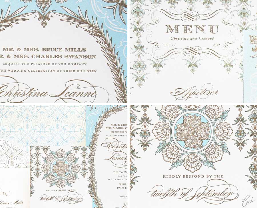Luxury Wedding Invitations by Ceci New York - Our Muse - Whitehall - Wedding Invitations - Be inspired by the Ceci New York for The Breakers Collection - ceci new york, digital printing, foil stamping, hand calligraphy, invitations, letterpress printing, offset printing, the breakers, wedding