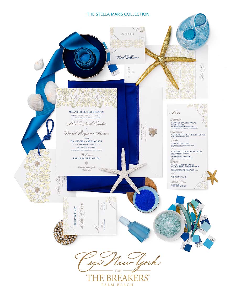 Luxury Wedding Invitations by Ceci New York - Our Muse - Stella Maris - Wedding Invitations - Be inspired by the Ceci New York for The Breakers Collection - ceci new york, digital printing, foil stamping, hand calligraphy, invitations, letterpress printing, offset printing, the breakers, wedding