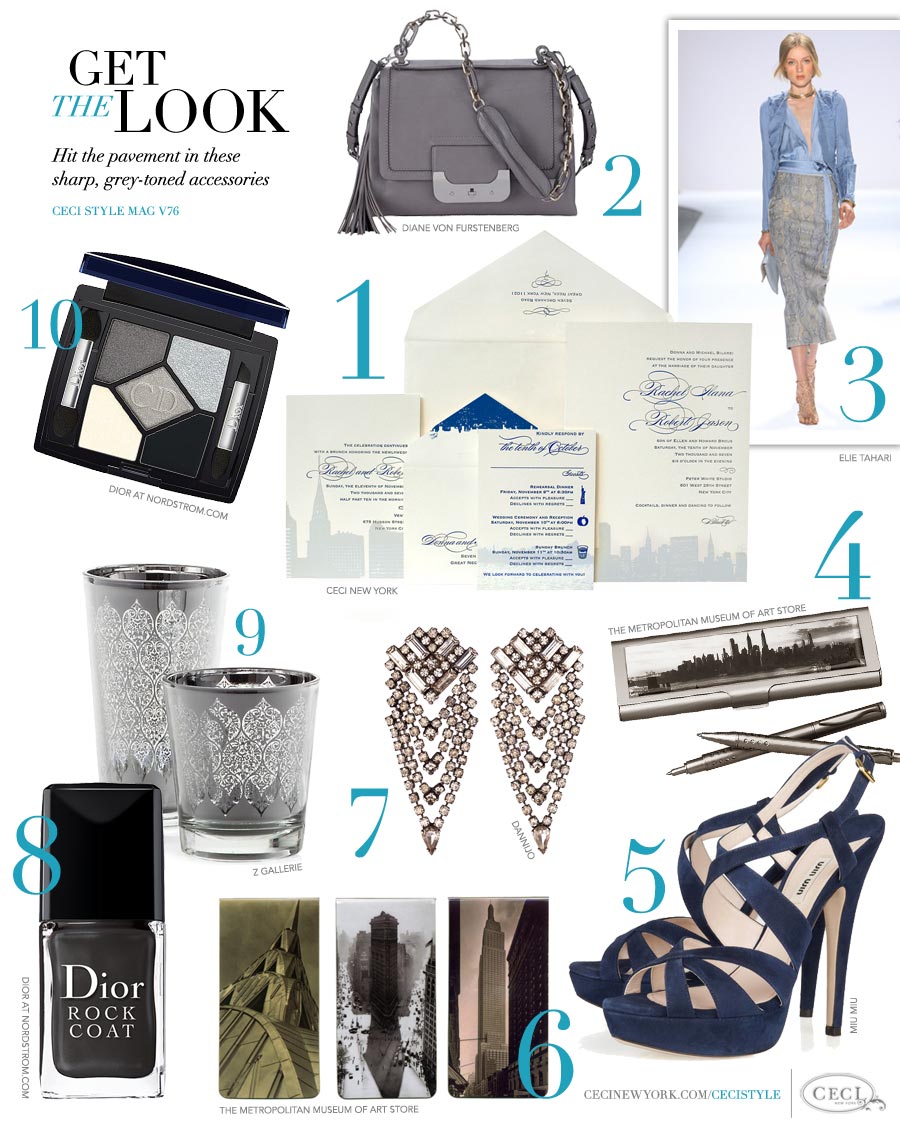 CeciStyle Magazine v76: Get The Look - New York, New York - Hit the pavement in these sharp, grey-toned accessories