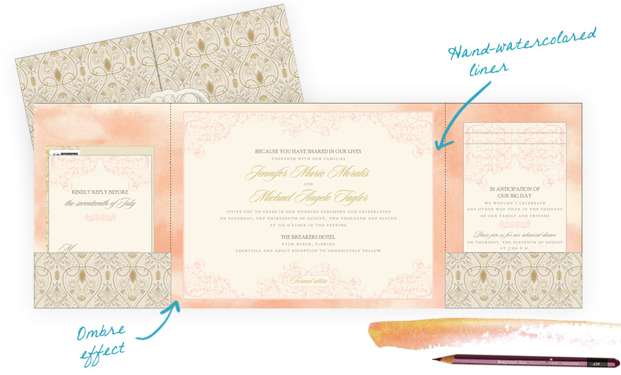 Hand-painted Watercolor Wedding Invitations