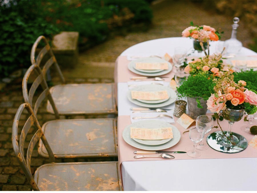 Our Muse - Soft Botanical Setting in Paris - Be inspired by this soft, botanical setting in Paris - tables signs, menus, escort cards, invitations, wedding, watercolor painting, custom stamps, digital printing
