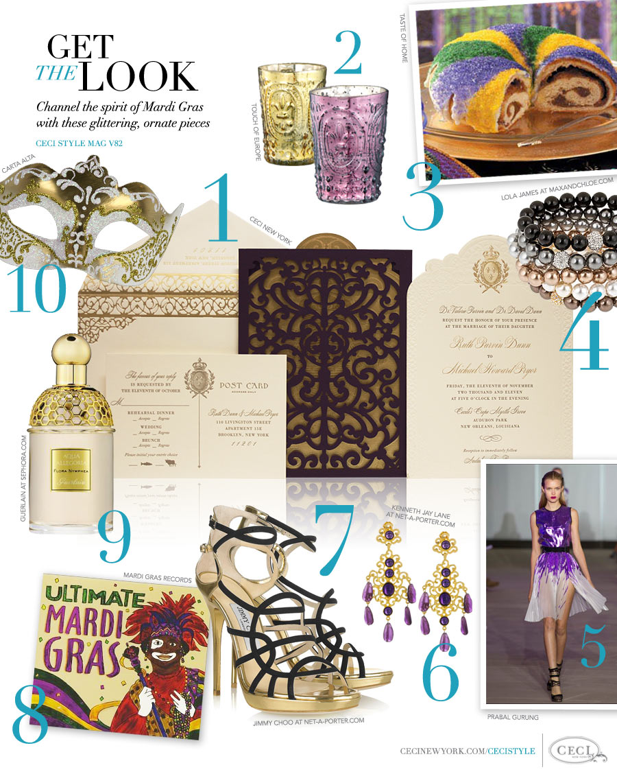 CeciStyle Magazine v82: Get The Look - Mad for Mardi Gras - Channel the spirit of Mardi Gras with these glittering, ornate pieces