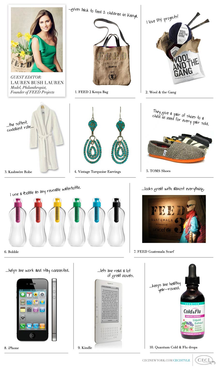 CeciStyle Magazine v88: Fabulous Finds - Lauren Bush of FEED's Fabulous Finds