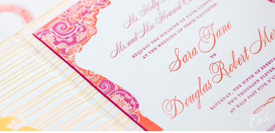 Luxury Wedding Invitations by Ceci New York - Our Muse - Festive Wedding in Mexico - Be inspired by Sara and Douglas's festive wedding in Mexico - wedding, invitations, letterpress printing, foil printing