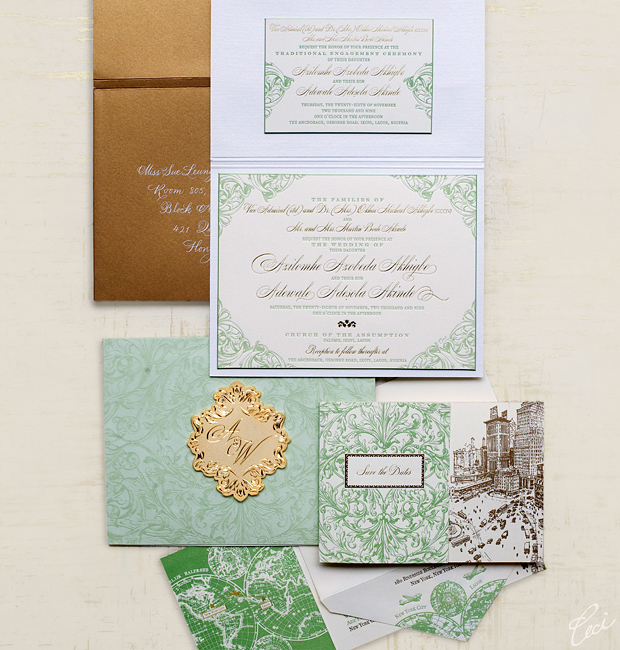 Azie & Wale - Lagos - Luxury Wedding Invitations - Ornate - Ceci Couture - Ceci Wedding - Ceci New York