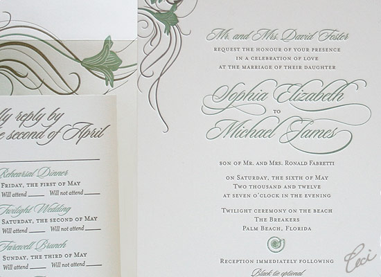 Poinciana - Luxury Wedding Invitations - Details - The Breakers, Palm Beach - Ceci Partnerships - Ceci New York