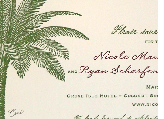 Palm Court - Details - Luxury Wedding Save the Dates - Ceci Ready-to-Order Collection - Ceci Wedding - Ceci New York