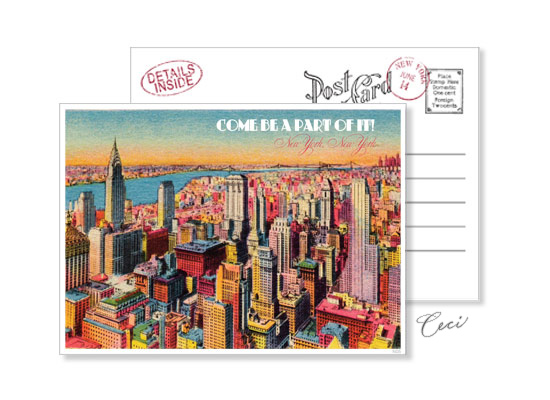 New York 5 - Luxury Wedding Vintage Postcards - Ceci Ready-to-Order Collection - Ceci Wedding - Ceci New York
